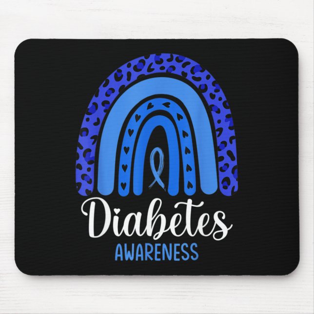 Mousepad Diabetes Consciência do Arco-Íris Azul Luta da Fit (Frente)