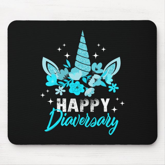 Mousepad Diabetes Feliz Aniversário do Diário Unicórnio T (Frente)