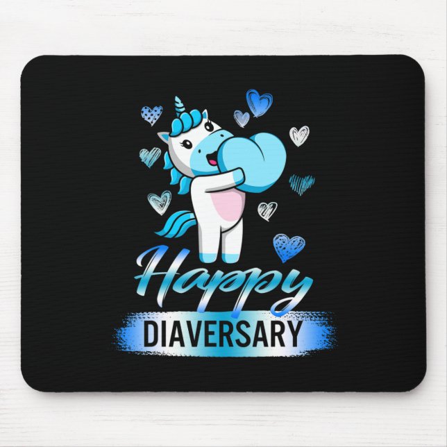 Mousepad Diabetes Feliz Aniversário do Diário Unicórnio T (Frente)