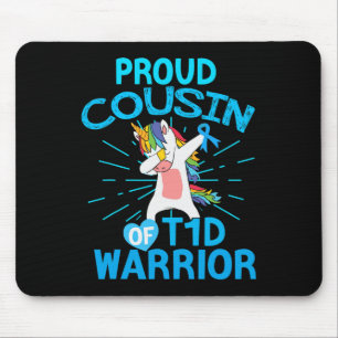 Mousepad Diabetes tipo 1 Unicórnio Primo orgulhoso de um T1