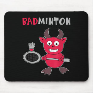 Mousepad Diabo do Badminton Jogador de Badminton Peteca Esp