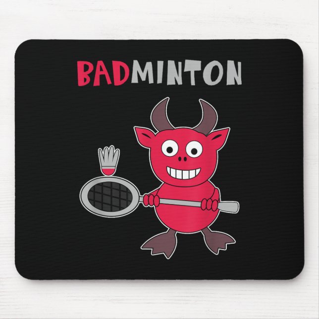Mousepad Diabo do Badminton Jogador de Badminton Peteca Esp (Frente)