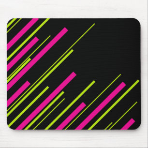 Mousepad Diagonais em Verde limão, rosa-quente e preto