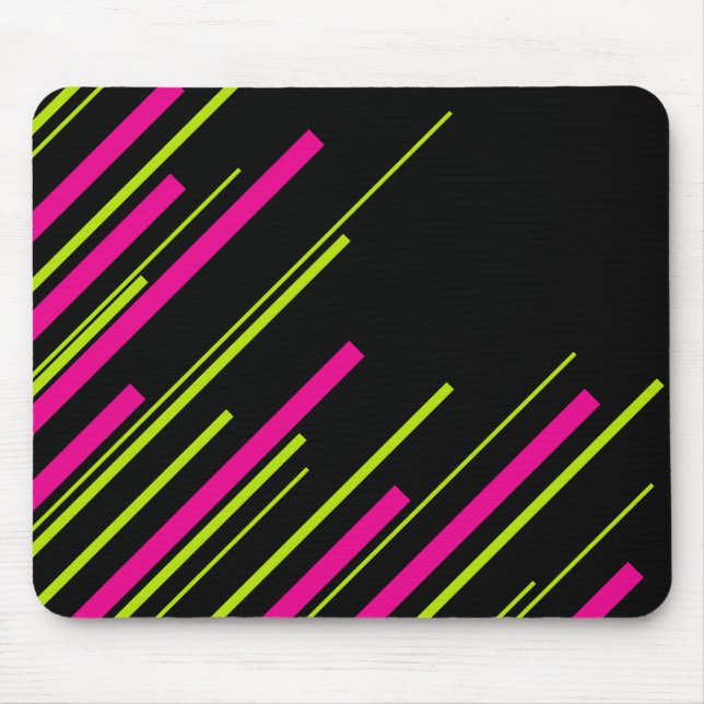 Mousepad Diagonais em Verde limão, rosa-quente e preto (Frente)