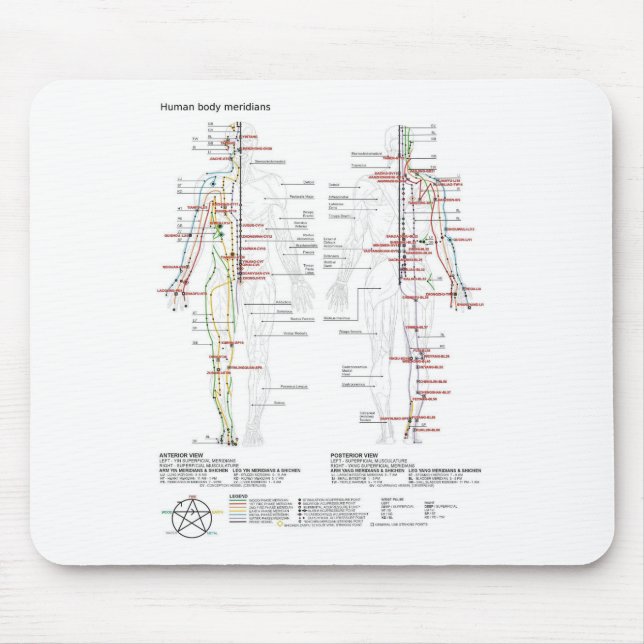 Mousepad  Diagram Schematic Chinese Meridians Human Body  (Frente)