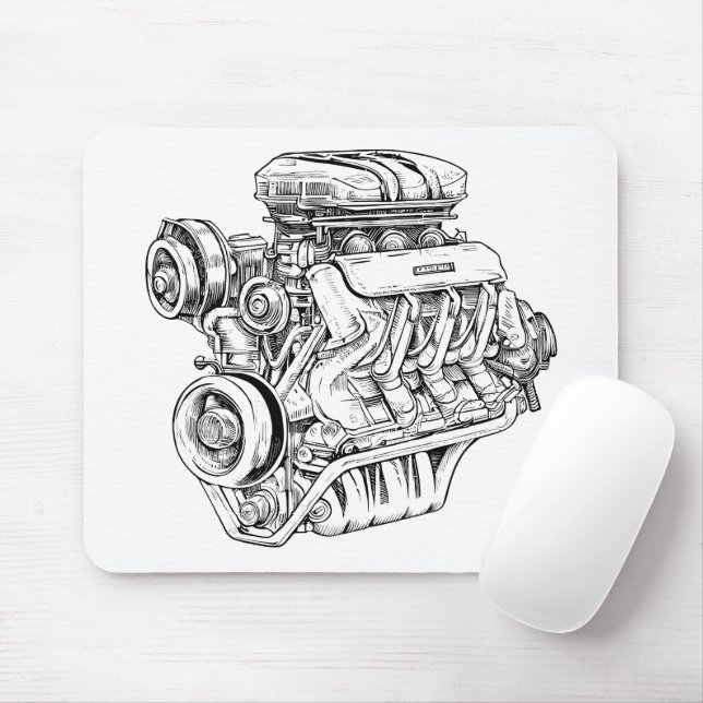 Mousepad Diagrama Blueprint de Blocos do Mecanismo de Vinta (Com mouse)