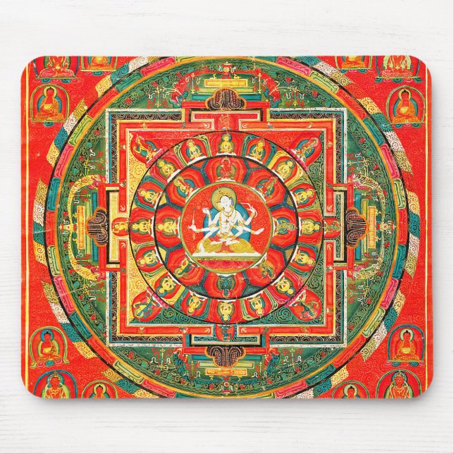Mousepad Diagrama Cósmico de Mandala para a Meditação (Frente)