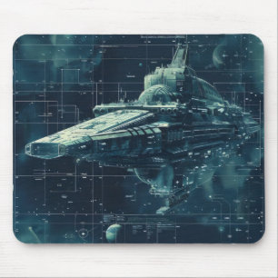 Mousepad Diagrama de Navio de Batalha de Ficção Científica
