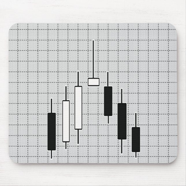 Mousepad Diagrama do mercado de ações preto e branco (Frente)