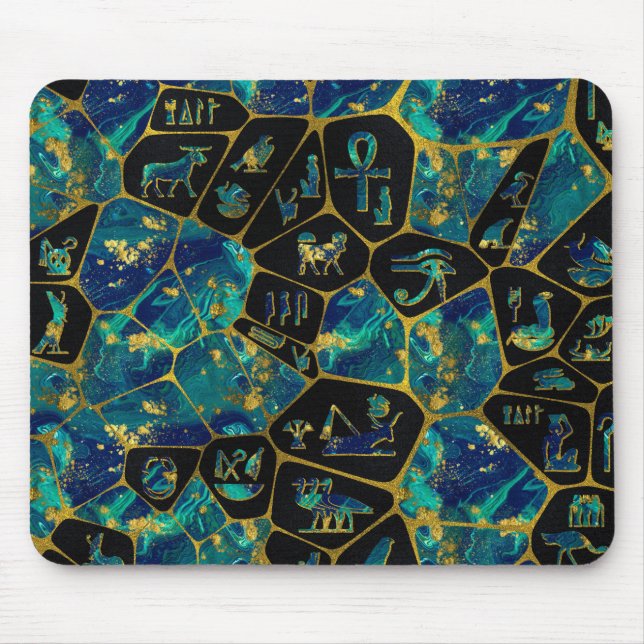 Mousepad Diagrama egípcio de Voronoi do ouro e do mármore (Frente)