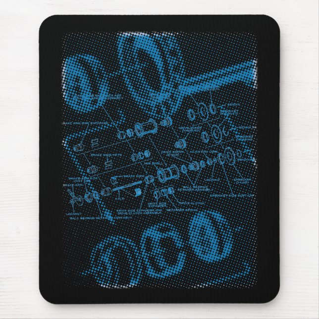 Mousepad Diagrama explodido do cubo (azul na obscuridade) (Frente)