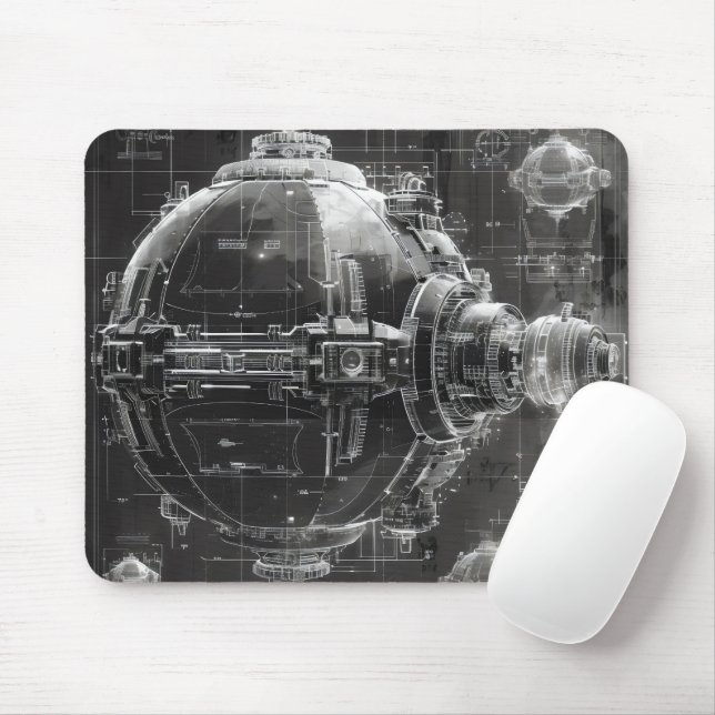 Mousepad Diagrama Preto da Estação Espacial (Com mouse)