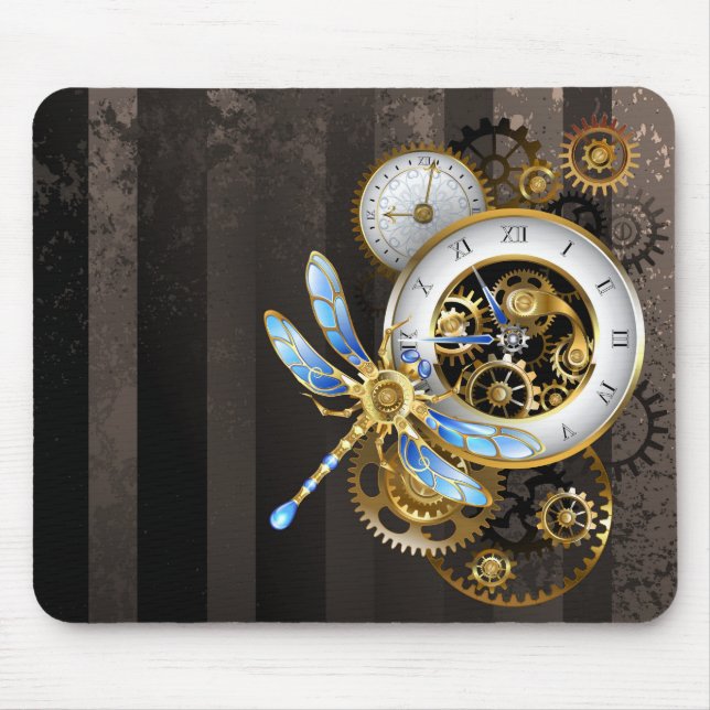 Mousepad Dials Steampunk com Libélula (Frente)