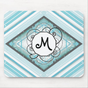 Mousepad Diamante de Faixa Moderna, Azul-Gelo, com Monogram