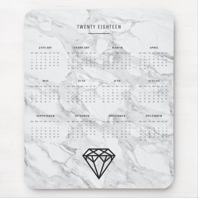 Mousepad Diamante do Calendário de 2018 com Marble (Frente)