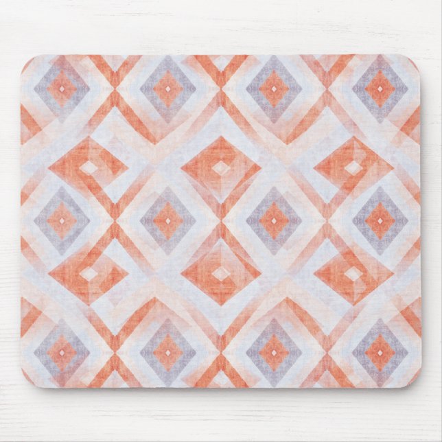 Mousepad Diamante Geométrico Rústico em Terracota e Azul (Frente)