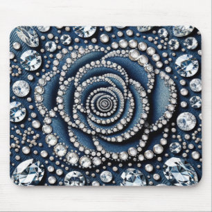 Mousepad Diamante Rosa e Brilho Glam Denim Jóias