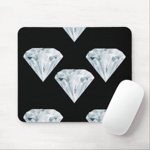 Mousepad Diamantes brilhantes de prata em preto