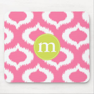 Mousepad Diamantes cor-de-rosa femininos modernos de Ikat