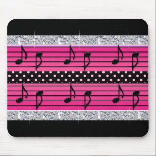 Mousepad Diamantes cor-de-rosa & pretos das bolinhas &