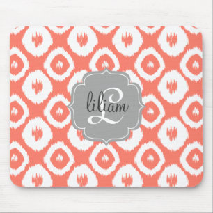 Mousepad Diamantes corais chiques modernos de Ikat