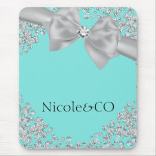 Mousepad Diamantes de Arco Branco Grande Azul Glam Personal