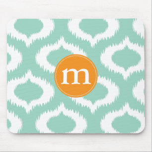 Mousepad Diamantes modernos de Ikat de turquesa do Aqua