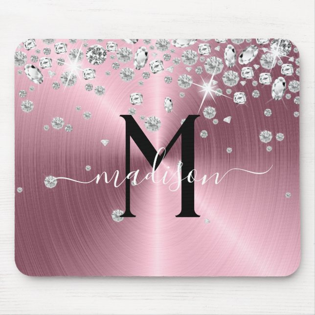 Mousepad Diamantes Rosa e Branco - Personalizado (Frente)