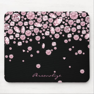 Mousepad Diamantes rosa sobre fundo preto