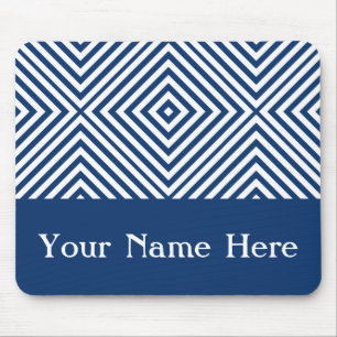 Mousepad Diamond Chevron marinho com nome personalizado