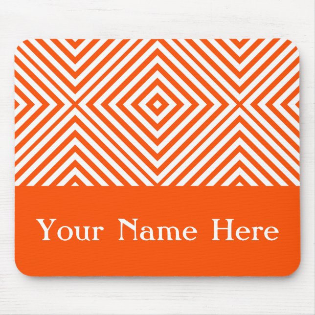 Mousepad Diamond Chevron Vermilhão com nome personalizado (Frente)