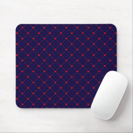 Mousepad Diamond Shaped Red Heart & Line Art
