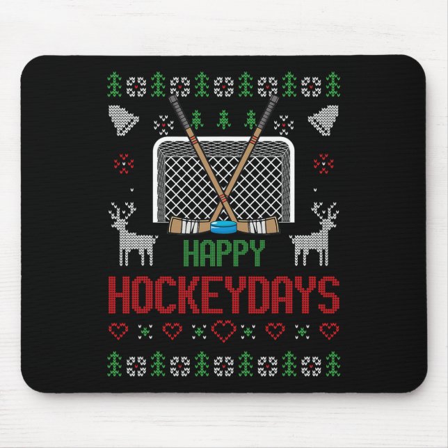 Mousepad Dias Felizes de Hóquei Dias de Hóquei Natal Feio S (Frente)