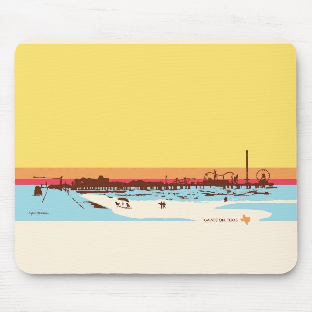Mousepad Dias surf - Ilha Galveston, Pier de Prazer (Frente)