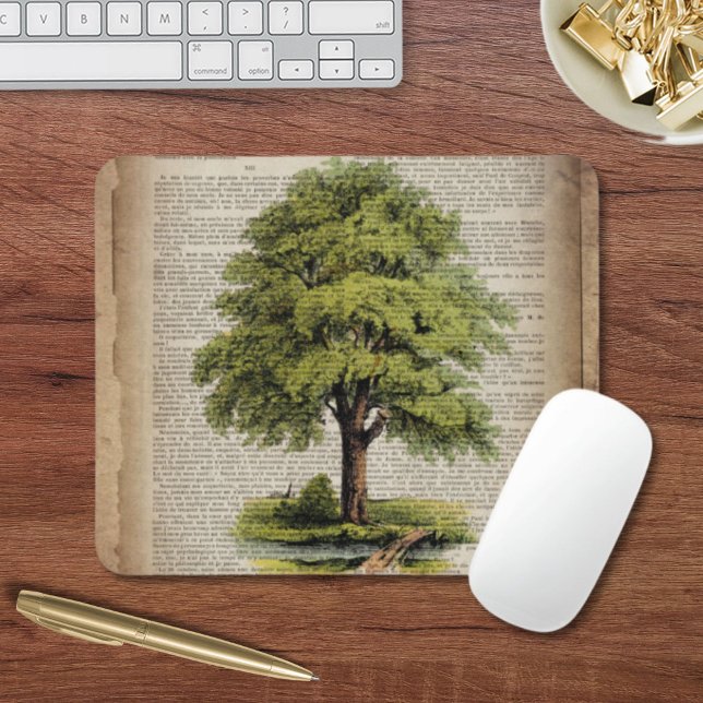 Mousepad Dicionário de ECO no Dia da Terra impressões carva (Earth Day ECO dictionary prints vintage oak tree Mouse Pad)