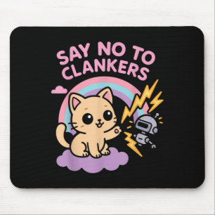 Mousepad Diga Não Aos Clankers Anti Ai Robôs Gatinho Fofo C