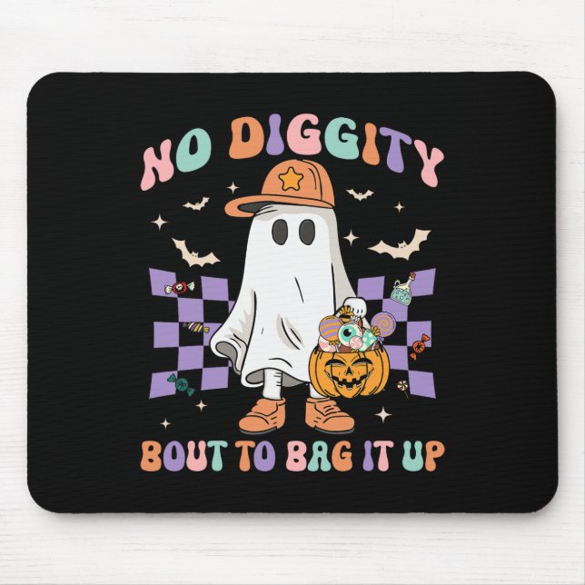 Mousepad Diggity Prestes a Embalar Cute Fantasma Halloween  (Frente)