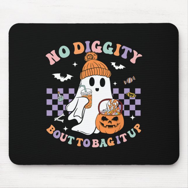Mousepad Diggy Bout Bag It Up Ghost Halloween Kid (Frente)