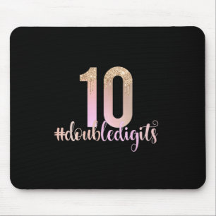 Mousepad Dígitos duplos de 10º aniversário Meninas Peach Om