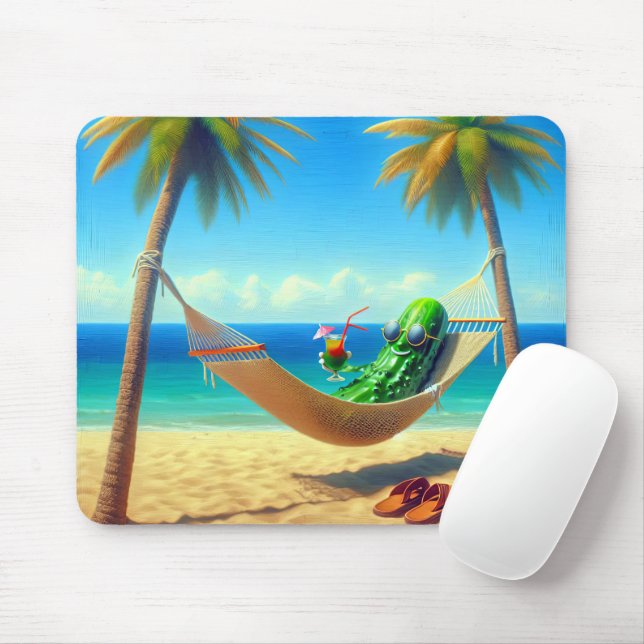 Mousepad Dill Pickle em um Hammock tropical (Com mouse)
