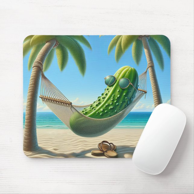 Mousepad Dill Pickle em um Hammock tropical (Com mouse)