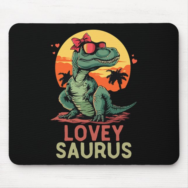Mousepad Dino Dinosaur Lovey-saurus T-rex Funny Trex (Frente)