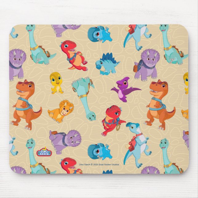 Mousepad Dino Ranch | Um Padrão de Aventura de Dinossauro (Frente)