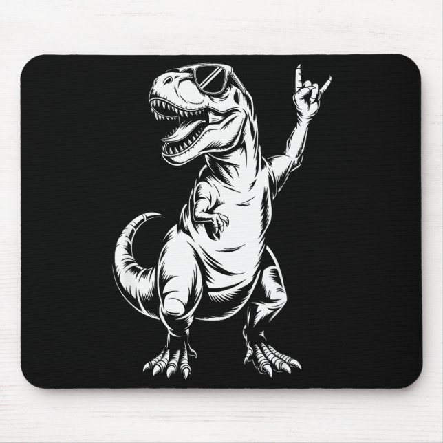 Mousepad Dino Rock N Roll Rock Music Rock Dinosaur Men Wome (Frente)