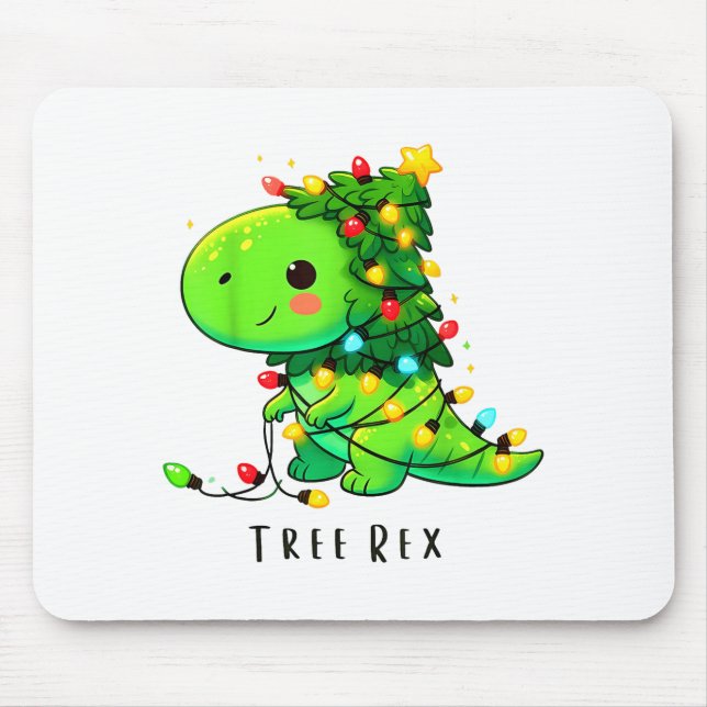 Mousepad Dinosaur Christmas Tree Rex Pajamas Men Boys Xmas  (Frente)