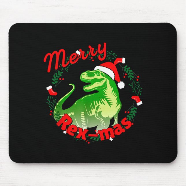 Mousepad Dinosaur Holiday Merry Christmas Juric Tyrannosaur (Frente)