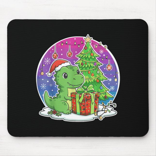 Mousepad Dinosaur Santa Hat Xmas Dinosaur Lover Adults Boy  (Frente)