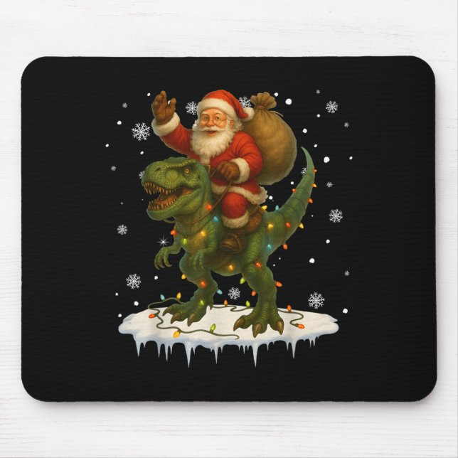 Mousepad Dinosaur T Rex Christmas Santa Boys Men Girls Xmas (Frente)