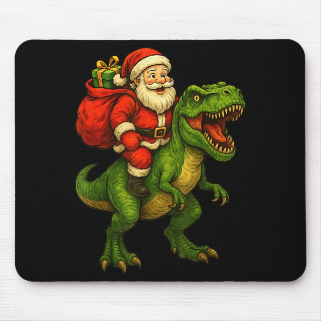 Mousepad Dinosaur T Rex Christmas Santa Dinosaur Xmas Boys  (Frente)
