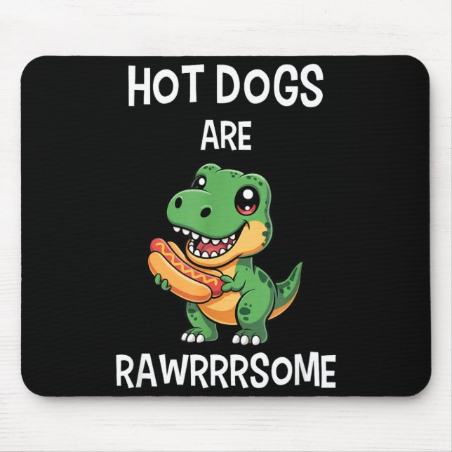 Mousepad Dinosaur T Rex Hot Dog Shirt Funny Hot Dogs Are Ra (Frente)